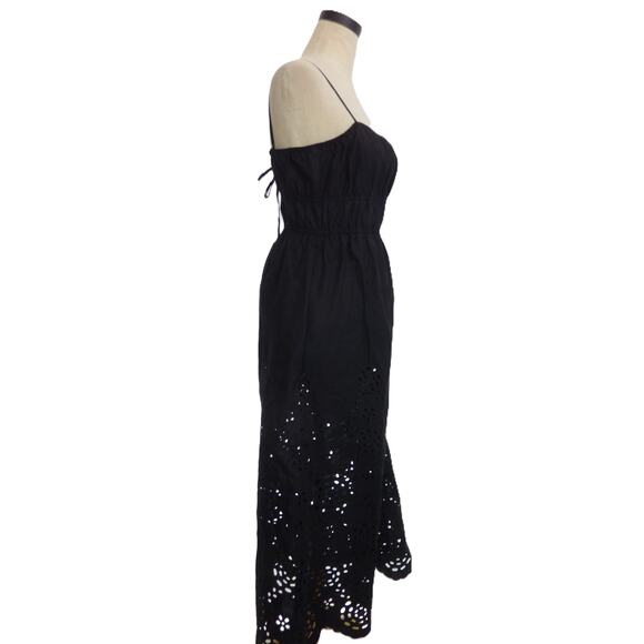 NWT Madewell Embroidered Tank Midi Dress in Poplin Black Eyelent 6 - Picture 2 of 9